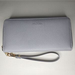 WOZEAH Blocking PU Leather Zip Around Wallet Clutch Large Travel